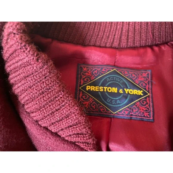 Preston & York Women's Navy Red Merino Wool Hooded Coat Size 10 Heavy Jacket - Picture 5 of 6
